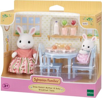 SYLVANIAN FAMILIES MESA DE CAFE DA MANHA - MAMAE E BEBE COELHOS DE NEVE