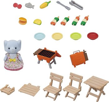 CONJUNTO PIQUENIQUE E CHURRASCO - MENINA ELEFANTE - SYLVANIAN FAMILIES