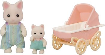 CONJUNTO CARRINHO DE BEBE - PAPAI E BEBE GATOS PRIMAVERA - SYLVANIAN FAMILIES